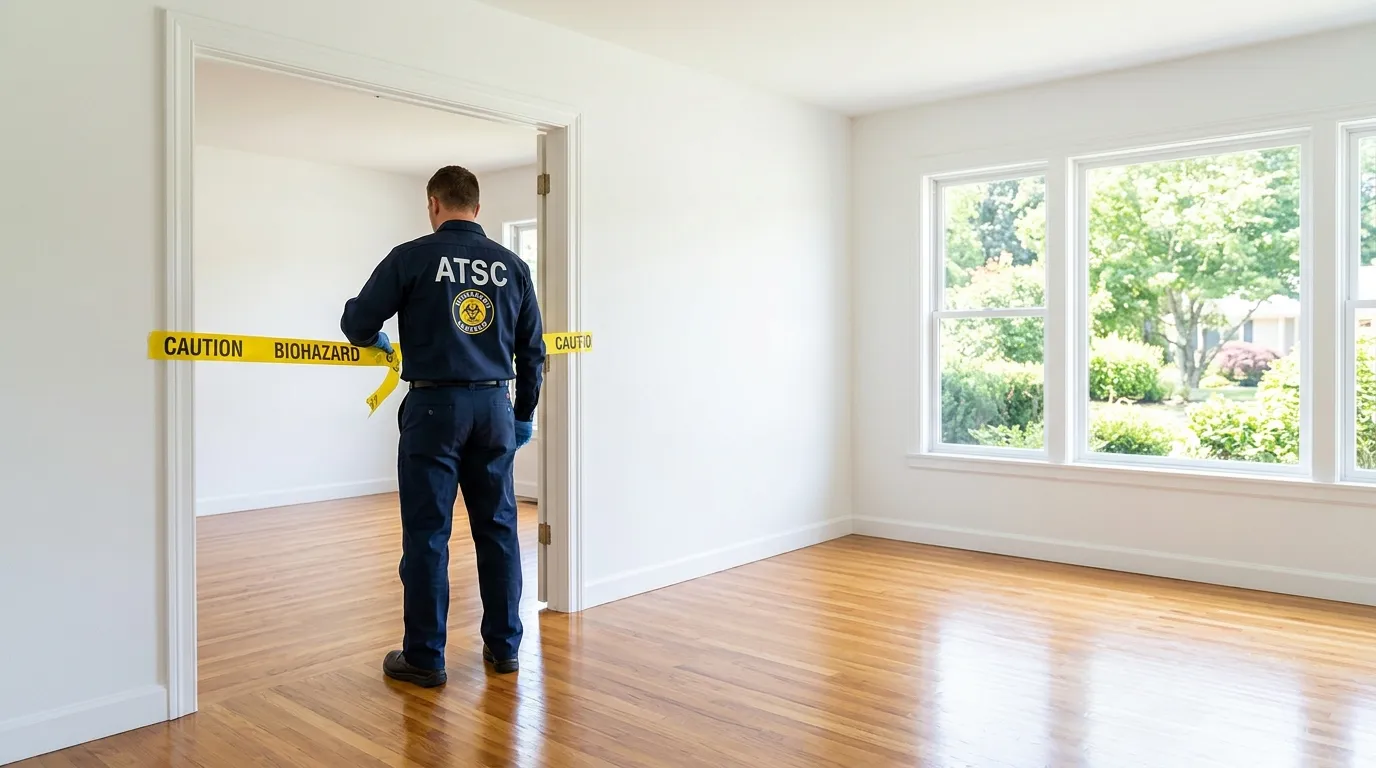 Certified biohazard cleanup crew performing Decomposition Cleanup in Johnson Lane